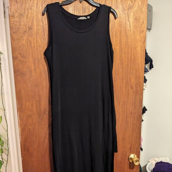 Athleta Long Black Maxi Dress with High Slit Medium - Picture 3 of 6
